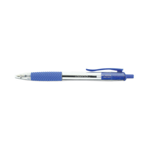 Comfort Grip Ballpoint Pen, Retractable, Medium 1 Mm, Blue Ink, Clear/blue Barrel, Dozen