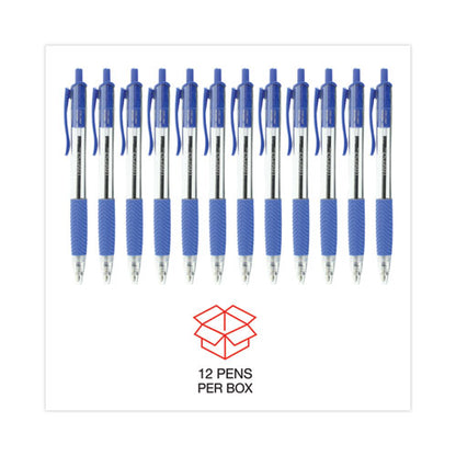 Comfort Grip Ballpoint Pen, Retractable, Medium 1 Mm, Blue Ink, Clear/blue Barrel, Dozen