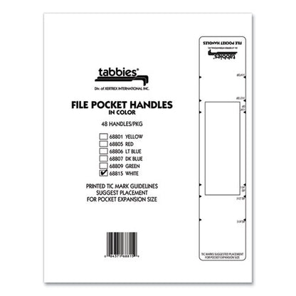 File Pocket Handles, 9.63 X 2, White, 4/sheet, 12 Sheets/pack