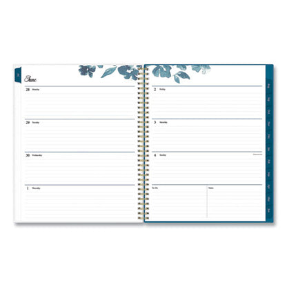 Bakah Blue Academic Year Weekly/monthly Planner, Floral Artwork, 11 X 8.5, Blue/white Cover, 12-month (july-june): 2023-2024