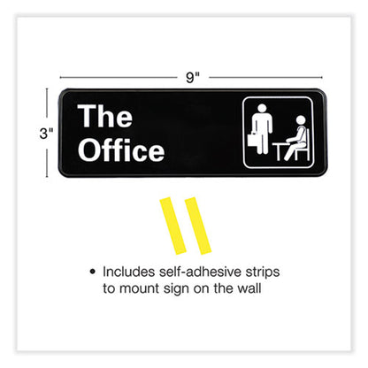 The Office Indoor/outdoor Wall Sign, 9" X 3", Black Face, White Graphics, 2/pack