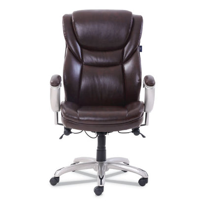 Emerson Executive Task Chair, Supports Up To 300 Lb, 19" To 22" Seat Height, Brown Seat/back, Silver Base