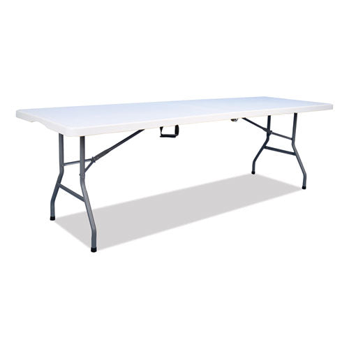 Bifold Resin Folding Table, Rectangular, 94.5" X 29.9" X 30", White Granite Top, Gray Base/legs, 2/pack