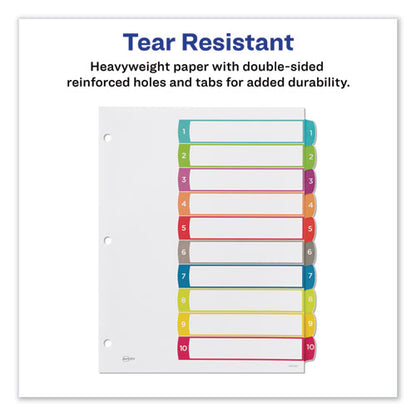 Customizable Toc Ready Index Multicolor Tab Dividers, 10-tab, 1 To 10, 11 X 8.5, White, Contemporary Color Tabs, 1 Set