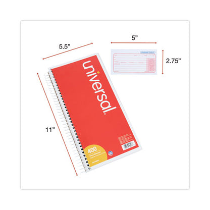 Wirebound Message Books, Two-part Carbonless, 5 X 2.75, 4 Forms/sheet, 400 Forms Total