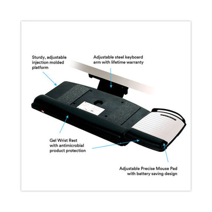 Sit/stand Easy Adjust Keyboard Tray, Highly Adjustable Platform,, Black