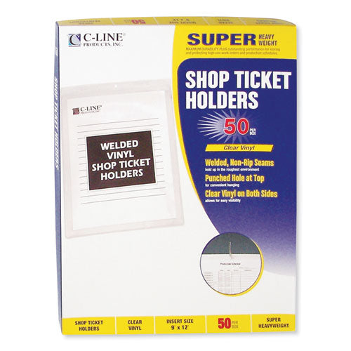 Clear Vinyl Shop Ticket Holders, Both Sides Clear, 50 Sheets, 9 X 12, 50/box