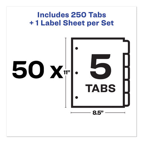 Print And Apply Index Maker Clear Label Dividers, 5-tab, White Tabs, 11 X 8.5, White, 50 Sets