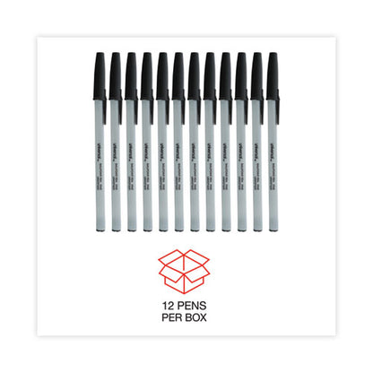 Ballpoint Pen, Stick, Fine 0.7 Mm, Black Ink, Gray/black Barrel, Dozen