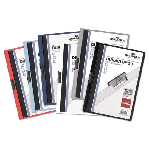 Duraclip Report Cover, Clip Fastener, 8.5 X 11, Clear/black, 25/box