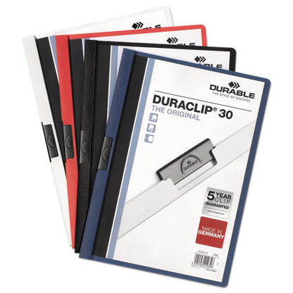 Duraclip Report Cover, Clip Fastener, 8.5 X 11, Clear/black, 25/box