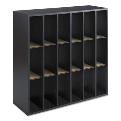 Wood Mail Sorter With Adjustable Dividers, Stackable, 18 Compartments, 33.75 X 12 X 32.75, Black