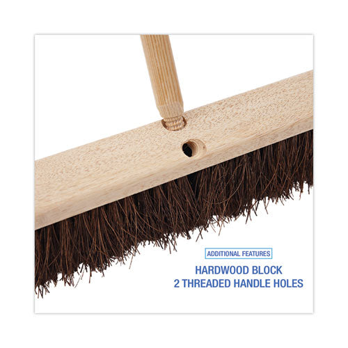 Floor Brush Head, 3.25" Natural Palmyra Fiber Bristles, 24" Brush