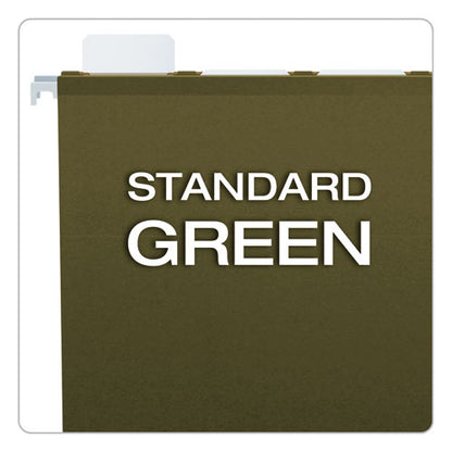 Ready-tab Extra Capacity Reinforced Colored Hanging Folders, Letter Size, 1/5-cut Tabs, Standard Green, 20/box