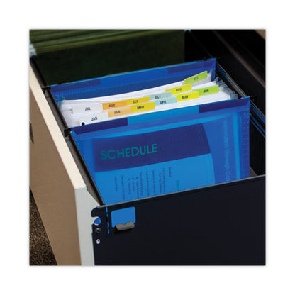 Expanding File With Hang Tabs, Pre-printed Index-tab Inserts, 12 Sections, 1" Capacity, Letter Size, 1/6-cut Tabs, Blue