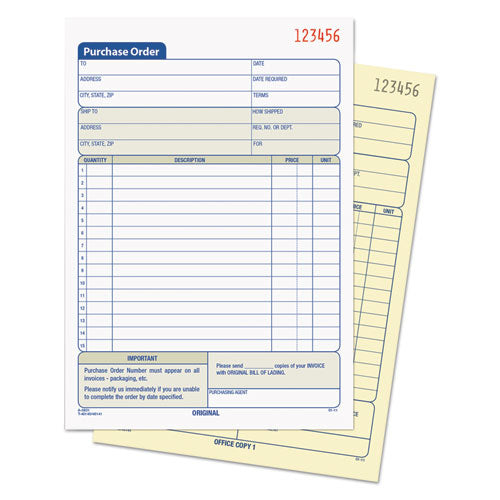 Purchase Order Book, 12 Lines, Two-part Carbonless, 5.56 X 8.44, 50 Forms Total