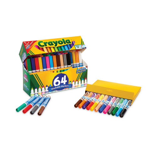 Broad Line Washable Markers, Broad Bullet Tip, Assorted Colors, 64/set