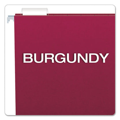 Colored Hanging Folders, Letter Size, 1/5-cut Tabs, Burgundy, 25/box