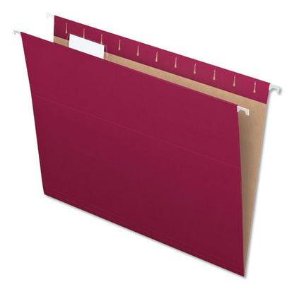 Colored Hanging Folders, Letter Size, 1/5-cut Tabs, Burgundy, 25/box