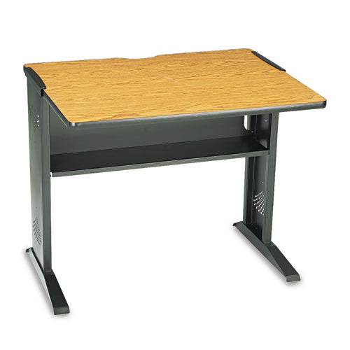 Computer Desk With Reversible Top, 35.5" X 28" X 30", Mahogany/medium Oak/black