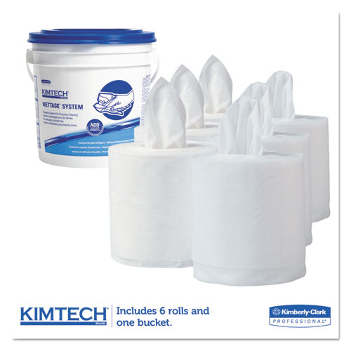 Critical Clean Wipers For Bleach, Disinfectants, Sanitizers Wettask Customizable Wet Wiping System, W/bucket,140/roll, 6/ct