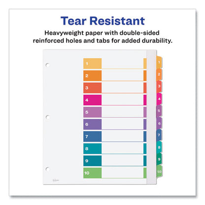 Customizable Toc Ready Index Multicolor Tab Dividers, Extra Wide Tabs, 10-tab, 1 To 10, 11 X 9.25, White, 1 Set