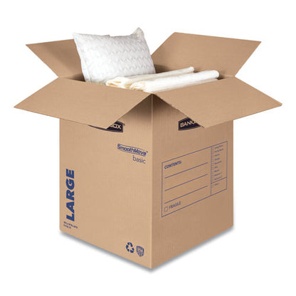 Smoothmove Basic Moving Boxes, Regular Slotted Container (rsc), Large, 18" X 18" X 24", Brown/blue, 15/carton