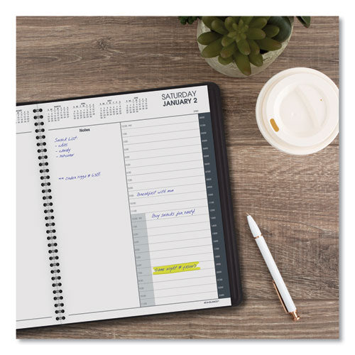 24-hour Daily Appointment Book, 11 X 8.5, Black Cover, 12-month (jan To Dec): 2024