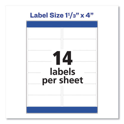 Easy Peel White Address Labels W/ Sure Feed Technology, Inkjet Printers, 1.33 X 4, White, 14/sheet, 25 Sheets/pack