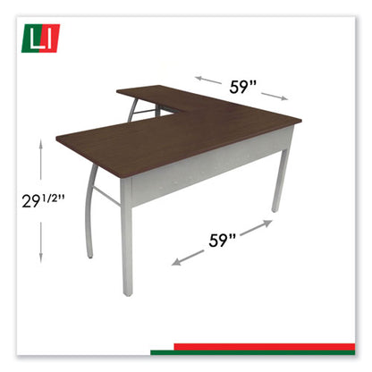 Trento Line L-shaped Desk, 59.13" X 59.13" X 29.5", Mocha/gray