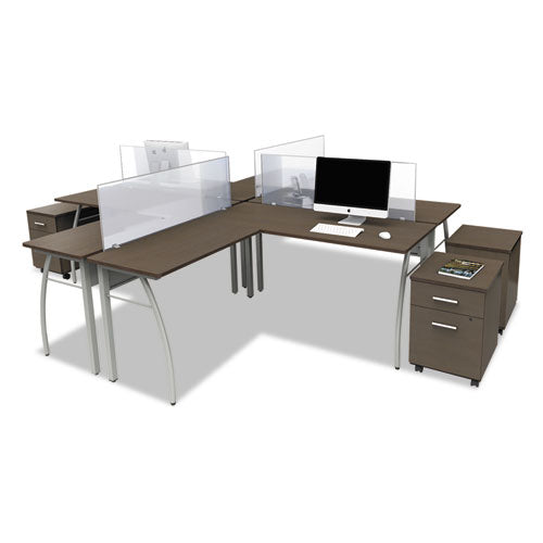 Trento Line L-shaped Desk, 59.13" X 59.13" X 29.5", Mocha/gray