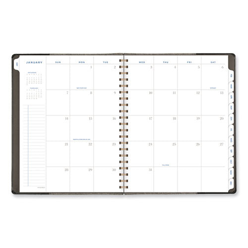 Signature Collection Black/gray Felt Weekly/monthly Planner, 11.25 X 9.5, Black/gray Cover, 13-month (jan To Jan): 2024-2025