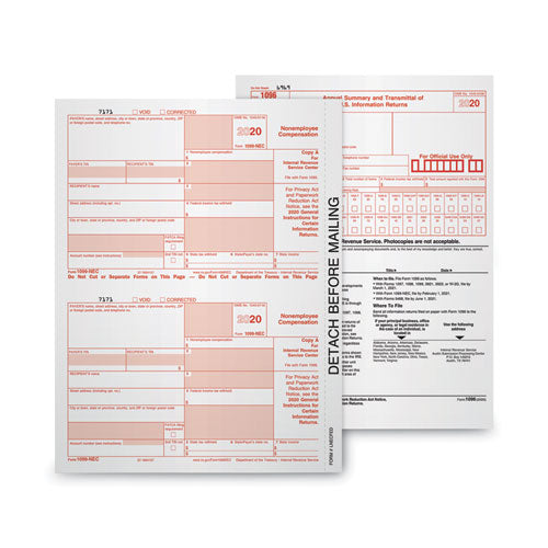 1099-nec Tax Forms, Fiscal Year: 2023, Five-part Carbonless, 8.5 X 3.5, 3 Forms/sheet, 50 Forms Total