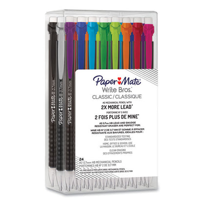 Write Bros Mechanical Pencil, 0.7 Mm, Hb (#2), Black Lead, Assorted Barrel Colors, 24/pack