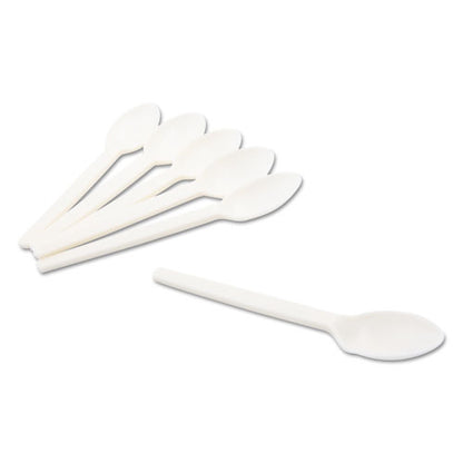 Corn Starch Cutlery, Spoon, White, 100/pack