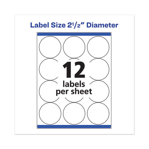 Permanent Laser Print-to-the-edge Id Labels W/surefeed, 2 1/2"dia, White, 300/pk