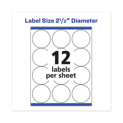 Permanent Laser Print-to-the-edge Id Labels W/surefeed, 2 1/2"dia, White, 300/pk