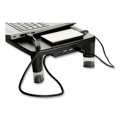 Monitor Stand Ms100b, 21.6 X 9.4 X 2.7 To 3.9, Black/clear, Supports 33 Lb