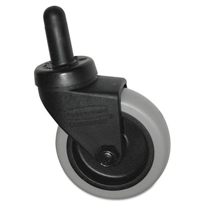 Replacement Bayonet-stem Swivel Casters, Swivel Mount Plate, 5" Soft Rubber Wheel, Black