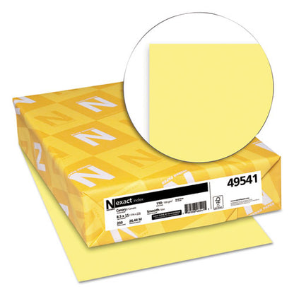 Exact Index Card Stock, 110 Lb Index Weight, 8.5 X 11, Canary, 250/pack