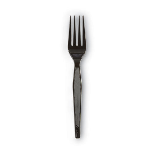 Plastic Cutlery, Heavyweight Forks, Black, 1,000/carton