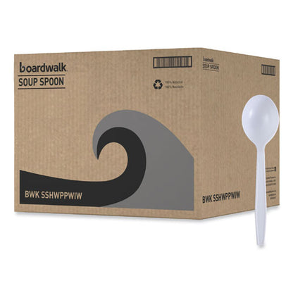 Heavyweight Wrapped Polypropylene Cutlery, Soup Spoon, White, 1,000/carton