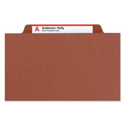 Recycled Pressboard Classification Folders, 3" Expansion, 3 Dividers, 8 Fasteners, Legal Size, Red Exterior, 10/box