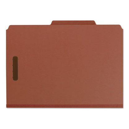 Recycled Pressboard Classification Folders, 3" Expansion, 3 Dividers, 8 Fasteners, Legal Size, Red Exterior, 10/box