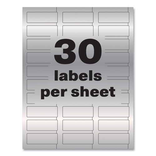 Permatrack Metallic Asset Tag Labels, Laser Printers, 0.75 X 2, Metallic Silver, 30/sheet, 8 Sheets/pack