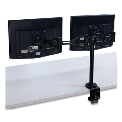 Professional Series Depth Adjustable Dual Monitor Arm, 360 Deg Rotation, 37 Deg Tilt, 360 Deg Pan, Black, Supports 24 Lb