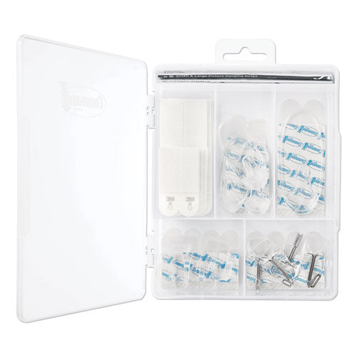 Clear Hooks And Strips, Assorted Sizes, Plastic, 0.05 Lb; 2 Lb; 4-16 Lb Capacities, 16 Picture Strips/15 Hooks/22 Strips/pack