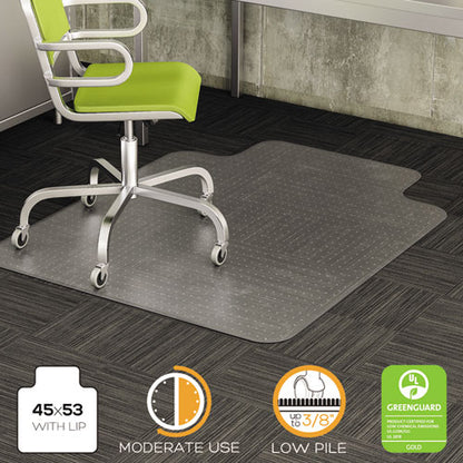Duramat Moderate Use Chair Mat For Low Pile Carpet, 45 X 53, Wide Lipped, Clear