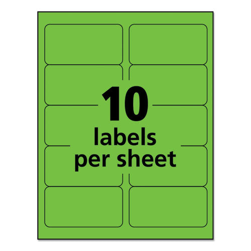 High-visibility Permanent Laser Id Labels, 2 X 4, Neon Green, 1000/box