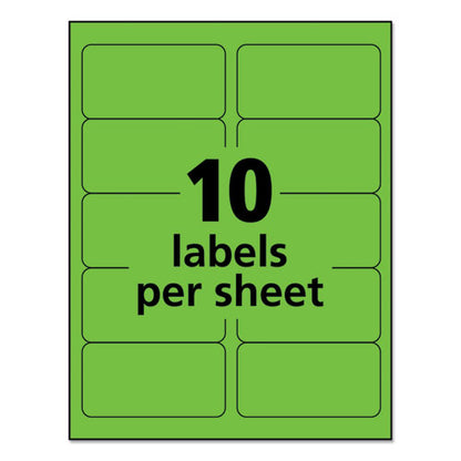 High-visibility Permanent Laser Id Labels, 2 X 4, Neon Green, 1000/box